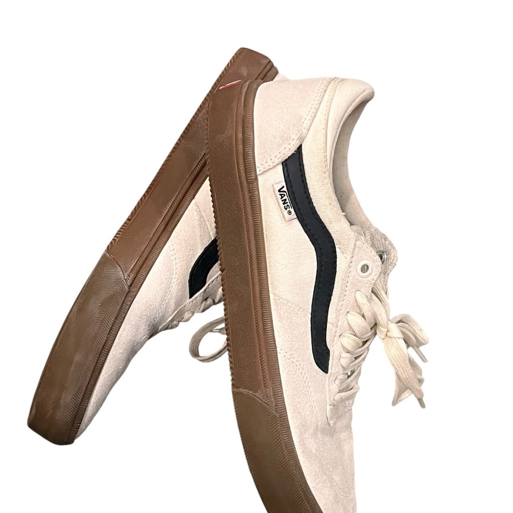 Vans Men’s Cream Suede Low-Top Sneakers with Black Stripe - Picture 2 of 6